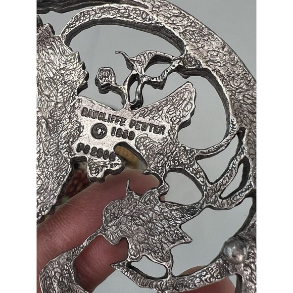 Vintage Rawcliffe Pewter 1989 Decorative‎ Metal Potpourri Dish Birds & Flowers - Picture 4 of 7